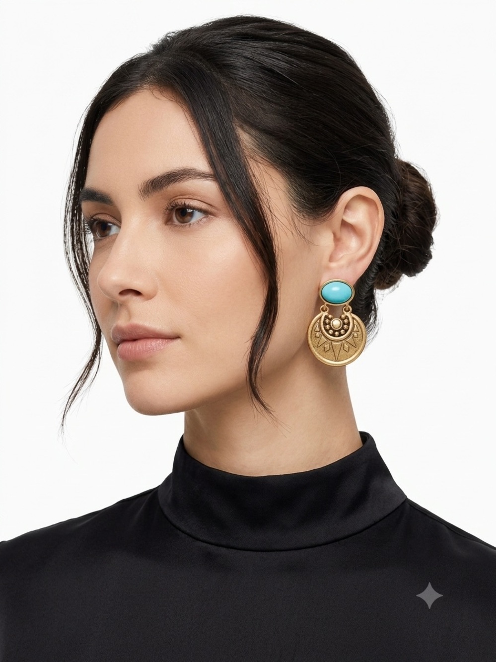 Gold and Turquoise Drop Earrings